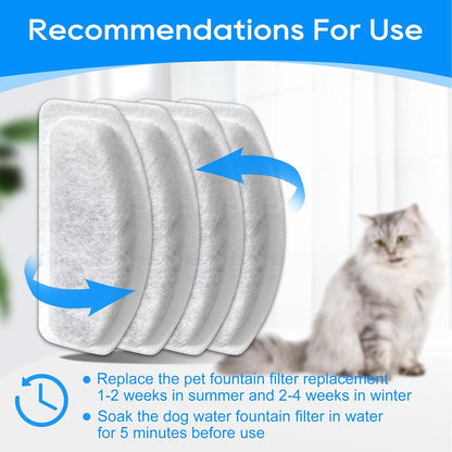 12+6 Pack Cat Fountain Filters Replacement for D30 67Oz/2L Pet Fountain Filters Replacement 12 Pcs Filter and 6 Pcs Replacement Pre-Filter Sponges Compatible with ORSDA Pet Water Fountains6