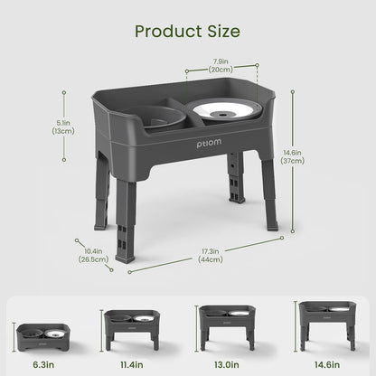 4-In-1 Elevated Slow Feeder Dog Bowls, 4 Height Adjustable Mess Proof Raised Dog Bowl Stand with No Spill Dog Water Bowl, Stainless Steel Dog Food Bowl & Slow Feeder for Large Medium Small Dogs Pets4