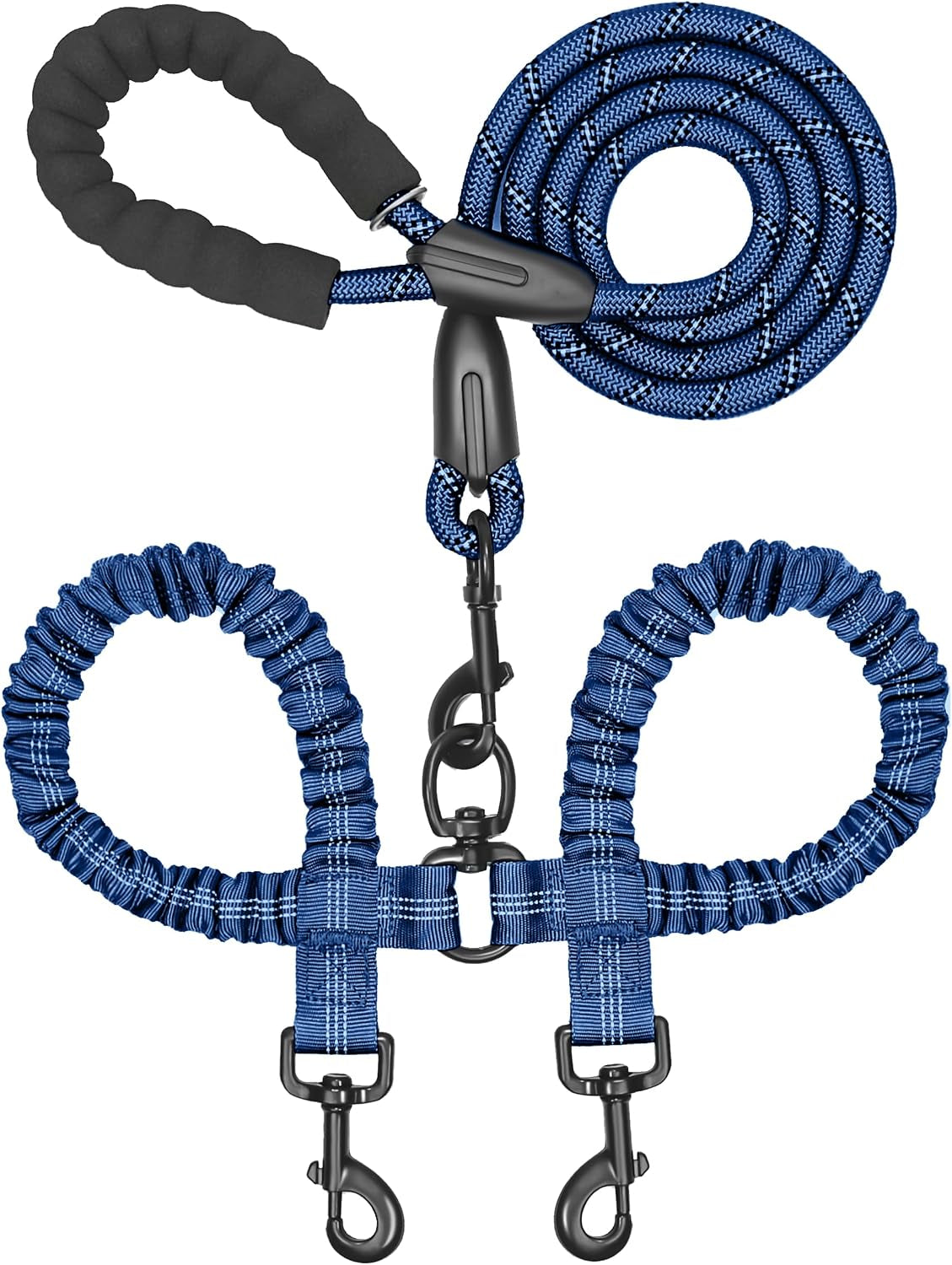 iyoshop-dual-dog-leash-360-swivel-no-tangle-walking-leash-with-shock-absorbing-bungee-for-two-dogs-large-25-150-lbs-black