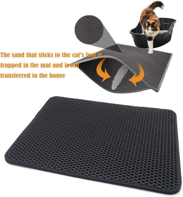 XKMT- Animal Pet Supplies Cats Litter & Housebreaking 30X40 Black Cat Litter Mat Double Layer Pad Trapper Folding Pad EVA Foam Rubber2