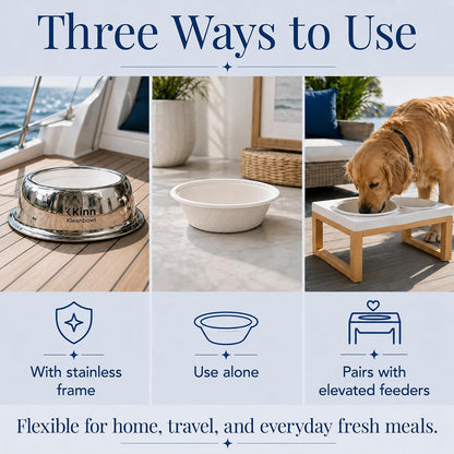 Kinn Kleanbowl Pet Bowl Stainless Steel Frame, 8 Oz (Pack of 1) | Compostable Refills, Spill-Proof Stable, Disposable, Easy Cleaning, No Plastic3