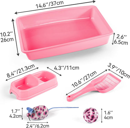 Cat Litter Box Set, Small Cat Kitten Starter Kit with Litter Scoop & Heated Cat Bed with 2 Cozy Covers3