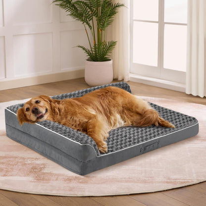 Dog Beds Large Sized Dogs, XL Orthopedic Dog Beds for Large Dogs 42"X30"X7.5", Waterproof Pet Bed with Washable Cover, L-Shaped Pet Couch with Portable Handle, Grey16