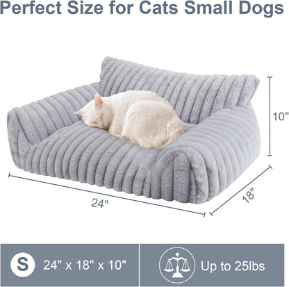 Cute Cat Couch Bed for Indoor Cats, Dog Beds for Small Dogs Couch, S, Grey | Dog Couch Bed with Removable Washable Cover,Cute Fluffy Pet Sofa Cat Couch Bed,Washable Dog Bed Medium Large Size Dog5