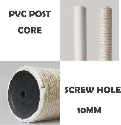 2Pcs M10 Cat Tree Replacement Post - 10Mm Bolt Sisal Cat Scratching Post Replacement Pole DIY M10 Bolt Sturdy PVC Tubes Screws Included (2.36 * 19.68")5