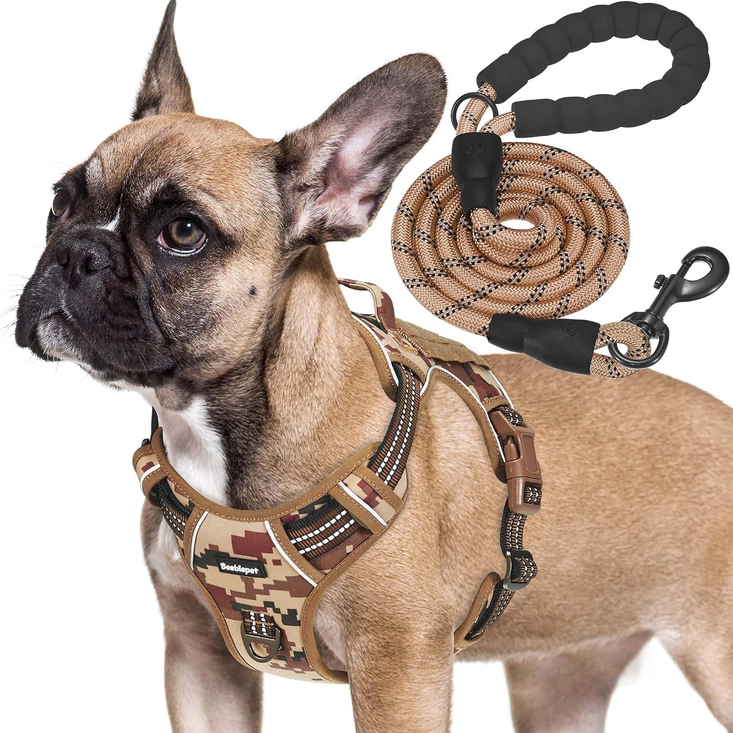 beebiepet-heavy-duty-tactical-dog-harness-for-small-dogs-no-pull-adjustable-pet-harness-reflective-service-training-easy-control-pet-vest-military-k9-working-dog-harnesses-large-brown
