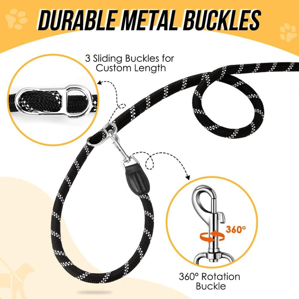 Lukovee Hands Free Dog Leash, 10FT Adjustable Training Lead 1/2 Inch Nylon Heavy Duty Lead No Pull for Large Medium Dogs, Tangle Free Reflective Waist-Leash for Walking Running, Black4