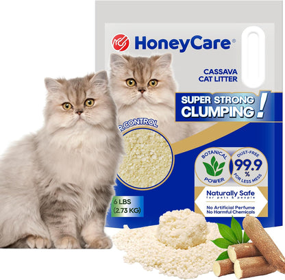 Honeycare Cassava Cat Litter | Natural Cassava Formula | Fast Clumping & Odor Control | Low Dust & Eco-Friendly | 6 Lbs1