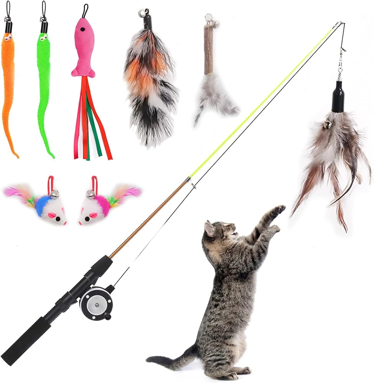 retractable-cat-teaser-wand-toy-cat-toys-for-indoor-outdoor-cats-interactive-fishing-rod-with-8-pcs-refills-feather-toy-plush-mouse-caterpillar-fish