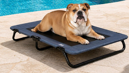 Pet Gear Lifestyle Pet Cot Elevated Bed, 30 Inch, Caribbean Ocean | No Assembly Required, Premium Tear Resistant Cooling Mesh, Indoor & Outdoor, Lightweight & Portable8