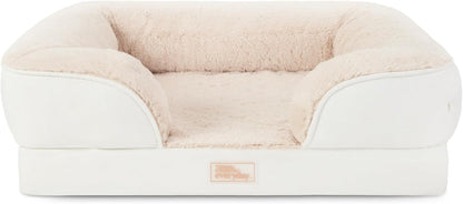 Town & Country Everyday Cuddletown Comfy Solid Bolster Sofa Pet Bed, Supportive & Calming Egg Crate Foam, Non-Slip Bottom, Machine Washable Cover, Grey, Medium 28"X23"X8"16