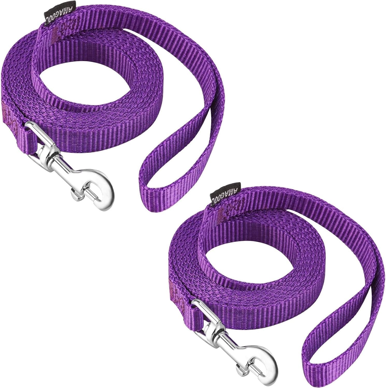 amagood-6-ft-puppy-leash-strong-traditional-style-with-easy-to-use-collar-hook-great-for-small-medium-and-large-dogs-5-8in-x-6-ft-purple