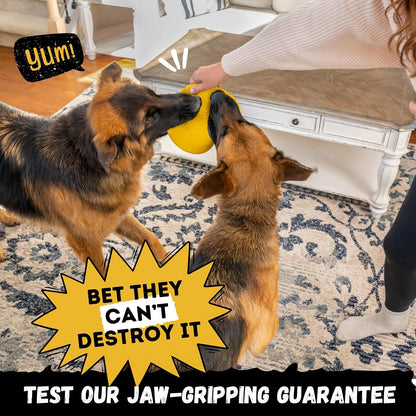 "Indestructible Dog Disc - Lifetime Replacement - Medium & Large Breed - Ultra Durable for Aggressive Chewers - Tough & Strong, Heavy Duty Natural Rubber Toy - Fetch, Tug, & Chew - 8In5