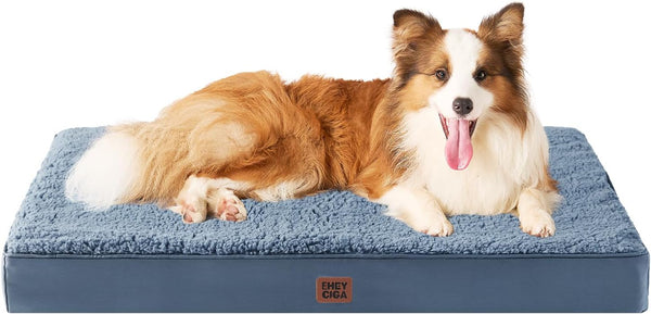 EHEYCIGA Orthopedic Dog Bed Large with Removable Washable Cover,Grey,41X27 | Egg Crate Foam Support,Durable Oxford Fabric,Non-Slip Bottom,Machine Washable,Soft Waterproof Plush Pet Bed Mat for Crate23