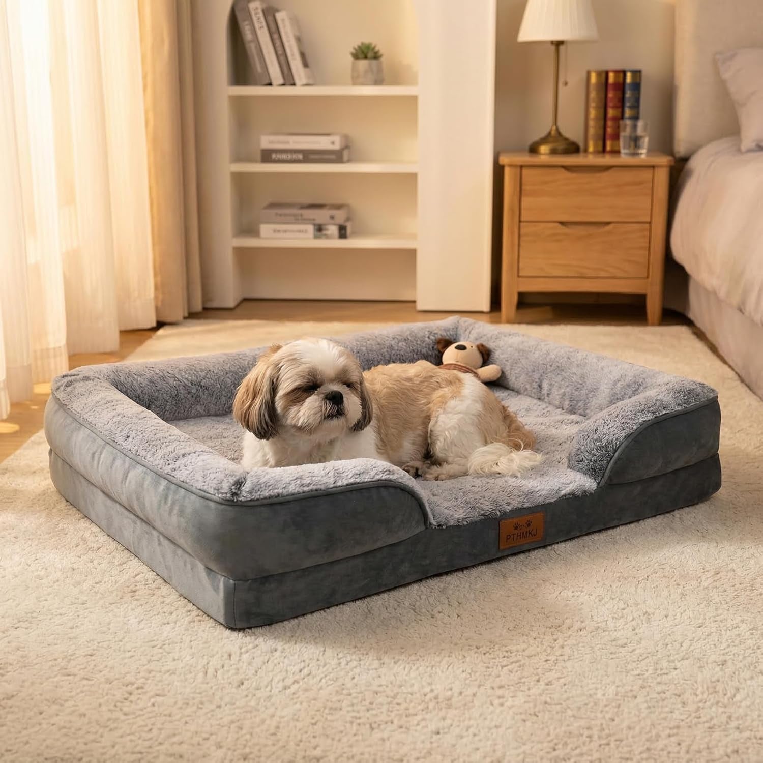 orthopedic-dog-bed-for-medium-dogs-gel-memory-foam-pet-bed-with-waterproof-washable-cover-contoured-bolster-design-for-dogs-cats-grey-30-0-l-x-20-0-w-x-6-3-th
