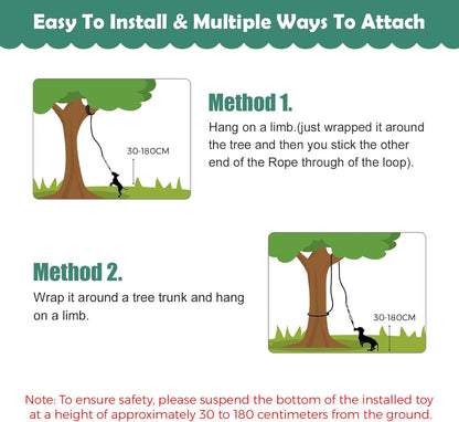 HOPET Dog Outdoor Bungee Hanging Toy, Tether Tug of War Toys for Medium to Large Dog to Exercise, Durable Interactive Tug Toy, Dog Rope Toys6