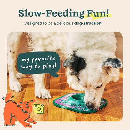 Woof Lickmat, Slow Feeder Mat for Dogs, Green | Built-In Mixing Bowl, Bpa-Free Silicone, Non-Slip Suction Cups, Dishwasher Safe, Easy to Clean2