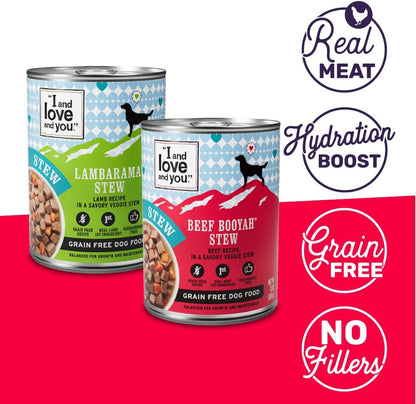 I and Love and You Wet Dog Food - Baad Mooon on the Rise Variety Pack - Beef + Lamb, Grain Free, Filler Free 13Oz Can, 6Pk2