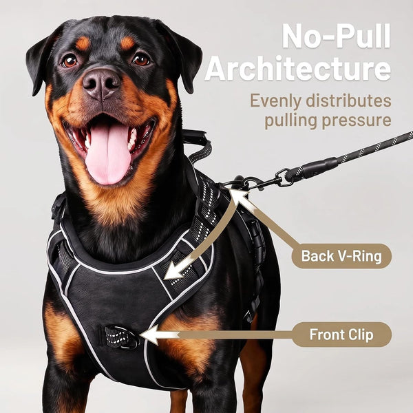 Service Dog Tactical Vest Harness and Leash Set Large Sized Dog Emotional Support- Tactical Dog Harness Training Collar with Name (Black, L)3