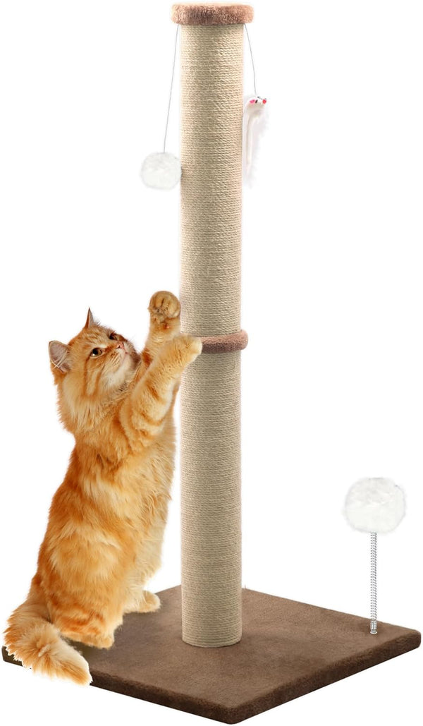 Tall Cat Scratching Post 36 Inch Large Cat Scratch Post for Indoor Cats with Durable Natural Sisal Rope Scratcher Post Tree Kitten Interactive Toy-Gray11
