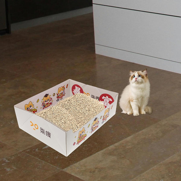 Portable Collapsible Cat Litter Box, Foldable Disposable Fiber Litter Tray 38X29X12Cm, Travel-Friendly Indoor Outdoor Kitten Potty for Pet Cleaning and Housebreaking5