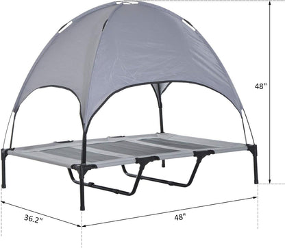 Pawhut Elevated Portable Dog Cot Cooling Pet Bed with UV Protection Canopy Shade, 48 Inch | Large Pet Bed, Outdoor Dog Cot, UV Protection Shade, Camping6