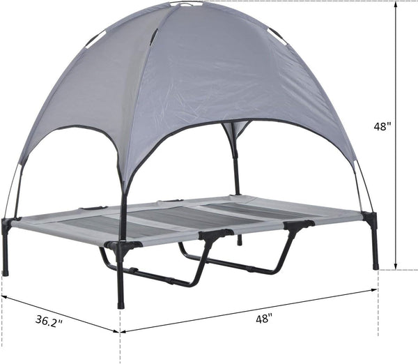 Pawhut Elevated Portable Dog Cot Cooling Pet Bed with UV Protection Canopy Shade, 48 Inch | Large Pet Bed, Outdoor Dog Cot, UV Protection Shade, Camping6