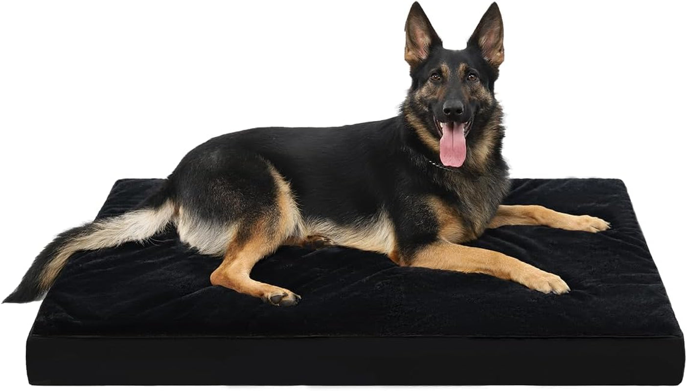 ksiia-orthopedic-dog-bed-for-large-dogs-with-waterproof-lining-grey-35x22-deluxe-soft-plush-dog-crate-bed-washable-pet-mat-with-removable-cover-egg-crate-foam-for-large-dogs-sleeping-relaxing