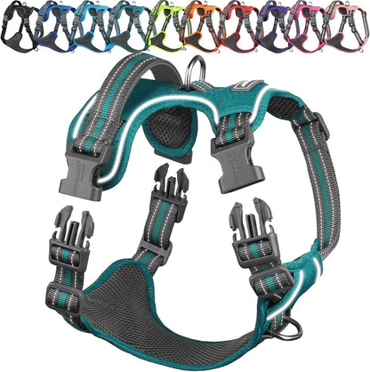 VIVAGLORY No Pull Dog Harness Vest Harness, L, Orange - Patterned | with Handle Front and Back Clip for Training & Pulling, No Pull & Escape Proof Padded Adjustable for Pet Puppy22