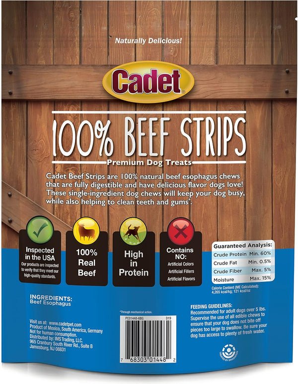 Cadet 100% Real Beef Strips Dog Treats, 8 Oz | Single Ingredient Beef Esophagus Dog Jerky, Healthy High Protein Dog Bones, Rawhide Alternative, for Small & Large Dogs7