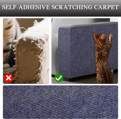 Cat Scratch Furniture Protector Couch Protector from Cat Claws Self-Adhesive Carpet Remnants Scratching Mat Trimmable DIY Climbing Covering Posts (Grey, 15.8" X 39.3")2