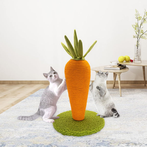 AUSCAT Cat Scratching Post, Cute Carrot Scratching Post, Nature Sisal Cat Scratcher for Indoor Cats and Kittens7