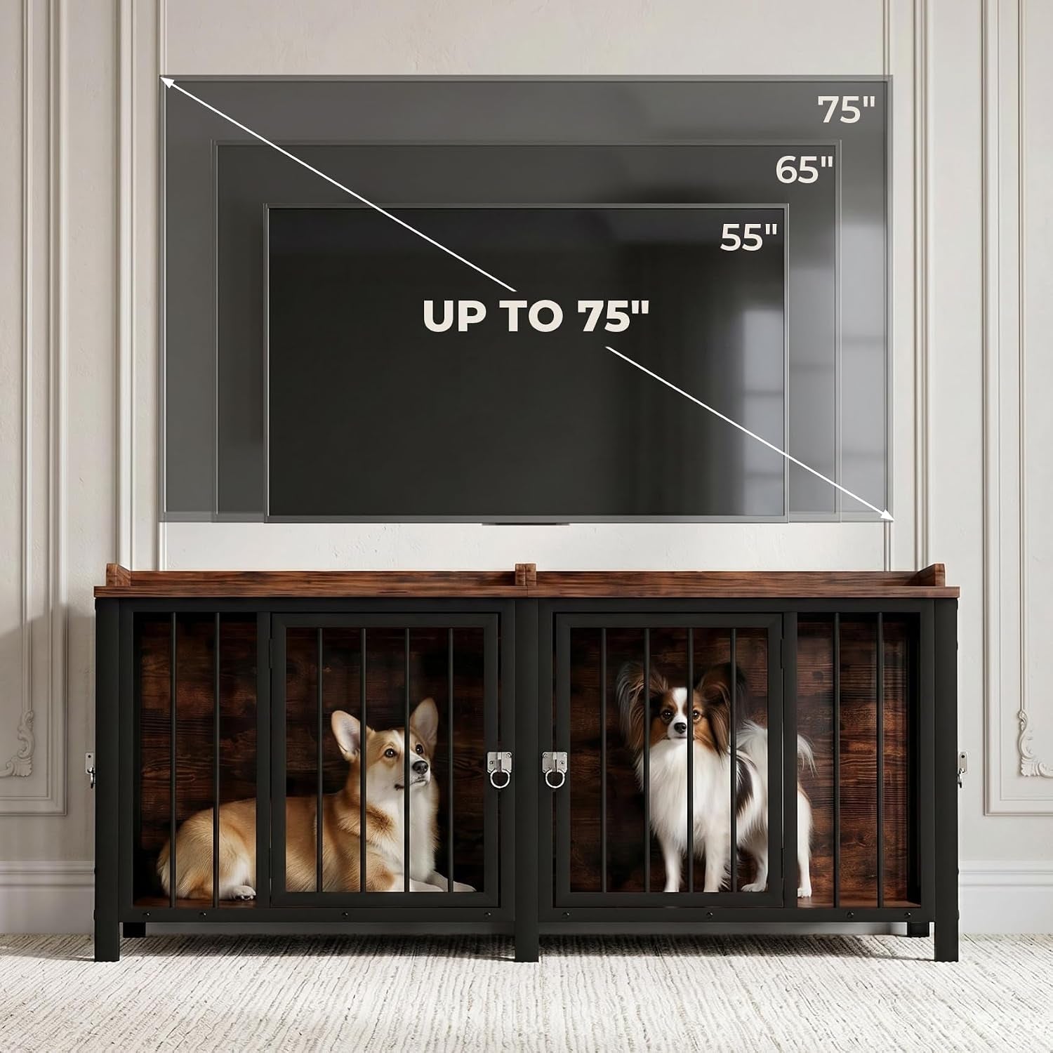 boinn-63-heavy-duty-dog-crate-furniture-with-4-doors-removable-divider-openable-top-indoor-dog-kennel-with-raised-edge-tabletop-double-dog-cage-for-medium-large-dogs-decorative-pet-crate
