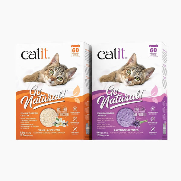 Catit Go Natural Pea Husk Clumping Cat Litter, 12.3 Lb, Lavender Scented | Lightweight, Dust Free, Easy Cleaning & Scooping, Flushable Kitty Litter with Odor Control & Subtle Fragrance2
