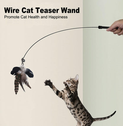 Yauende Cat Feather Toys, Indoor Cat Interactive Toys, 2 PCS Flexible Wire and 5 PCS Cat Feather Toys, for Bored Indoor Cats, Indoor Cat Chase Toys5