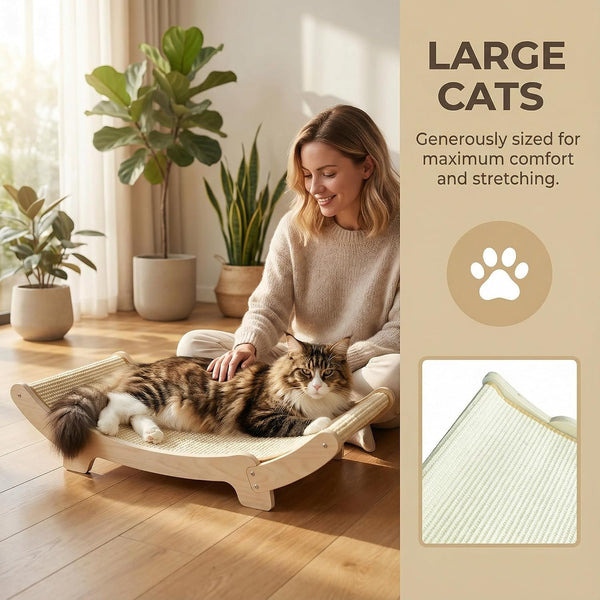 Sisal Cat Scratcher Bed for Indoor Cats Hammock for Scratching Pad Cat Chair Nartural Sisal Scratch Post for Large Cats Scratcher Lounge, Wooden Cat6