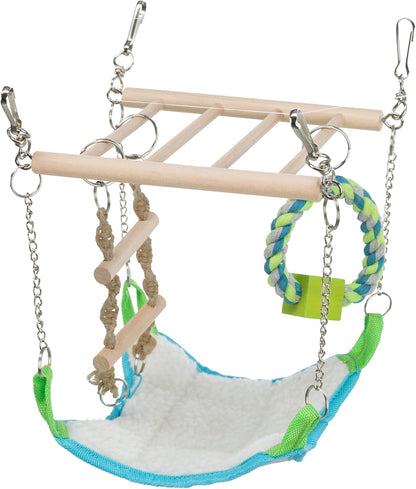 Trixie Small Animal Suspension Bridge, Hanging Cage Accessory with Hammock and Climbing Toys - Ladder and Ring, Ideal for Rats, Ferrets, Guinea Pigs, Mice1