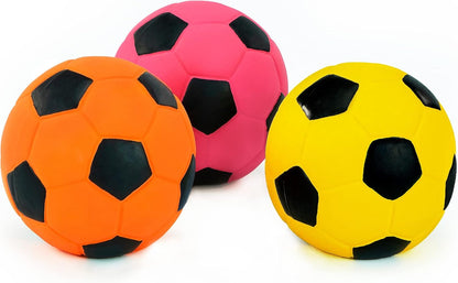 CHIWAVA 3PCS 2.7'' Squeak Latex Dog Toy Football Chew Fetch Throw Ball for Medium Dogs Interactive Play4