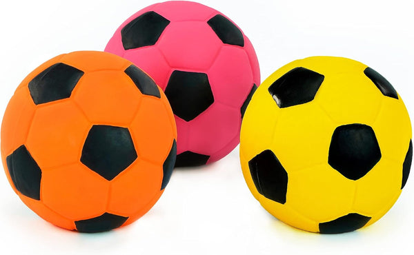 CHIWAVA 3PCS 2.7'' Squeak Latex Dog Toy Football Chew Fetch Throw Ball for Medium Dogs Interactive Play4