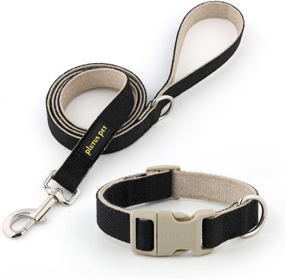 Plutus Pet Cotton Hemp Dog Collar and Leash Set, Adjustable Collar for Small, Medium, and Large Dogs, Heavy Duty and Soft on Skin, Lavender, S15