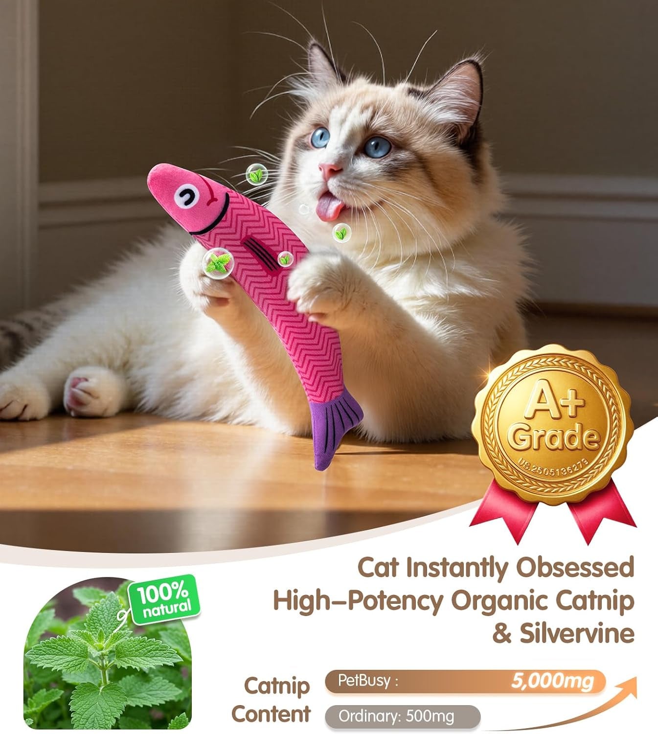 petbusy-cat-toys-with5000mg-a-natural-catnip-silvervine-baby-grade-interactive-soft-chew-kicker-cat-toys-for-indoor-cats-kittens-crinkle-bell-fish-sound-toy-drives-bored-cat-crazy-with-fun