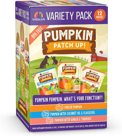 Weruva Pumpkin Patch Up!, Pumpkin Puree Pet Food Supplement for Dogs & Cats, 2.80Oz Pouch (Pack of 12)10