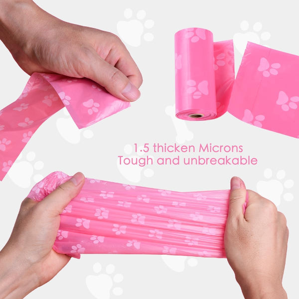 Poop Bags Rolls 256 Count - 9X13 Inches Pink Thickened Leakproof Lavender Scent Poo Bags for Dogs, Eco-Friendly Pet Waste Bags for Walking,Travel,Home.5