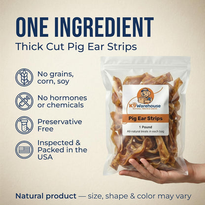 K9Warehouse Bulk Pig Ear Bites for Dogs 100% Pork, Rawhide Alternative, 1Lb | Single Ingredient, No Hormones or Chemicals, Hand-Selected Quality, Sized for Small and Medium Pups, Fights Tartar Buildup7