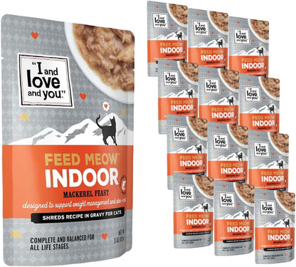 I and LOVE and YOU Feed Meow Tummy Wet Cat Food - Tuna + Pumpkin - Digestion Support, Grain Free, Shredded, 3Oz Pack of 1213
