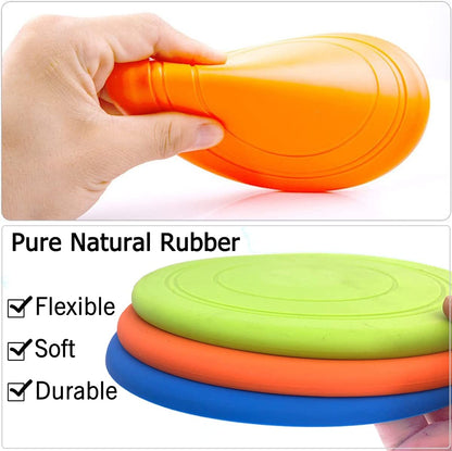 XIGOU Dog Flying Disc, 3 Pack Dog Flyer Toys, Soft Rubber Interactive Lightweight Flying Disc Dog Toy for Small Large Dogs - Floats in Water & Safe on Teeth, 7 Inch.3