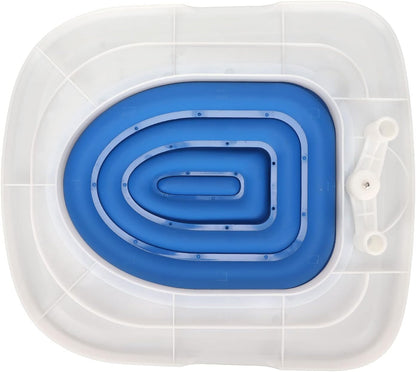 Reusable Cat Toilet Training Kit Universal round Elongated S ABS Trainer Tool for Kittens Pets Litter Box Alternative Potty System (White Tray, 1 Blue Inner Support)4