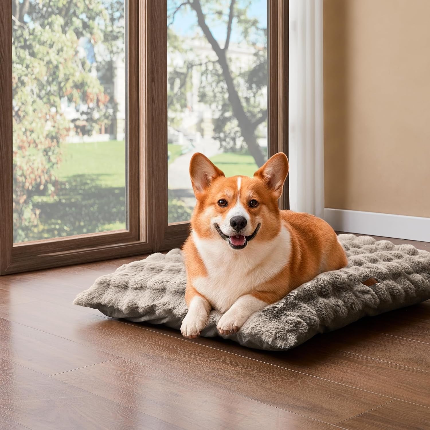 wdcozy-fluffy-dog-crate-beds-for-large-dog-plush-faux-fur-kennel-pad-with-removal-washable-cover-soft-pet-mat-for-sleeping-ease-anxiety-anti-slip-bottom-for-pet-up-to-90-lbs-41x27-beige
