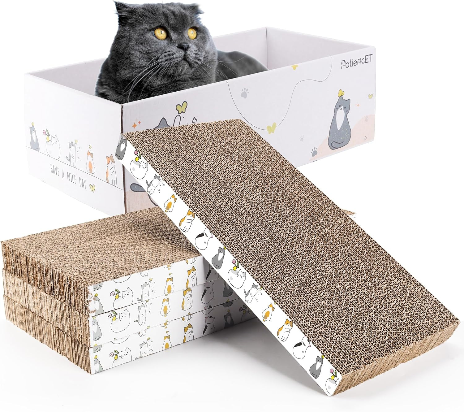 patiencet-cat-scratch-pad-with-box-4-pack-cardboard-cat-scratcher-lounge-bed-for-indoor-cats-reversible-corrugated-scratching-board-refill-with-catnip