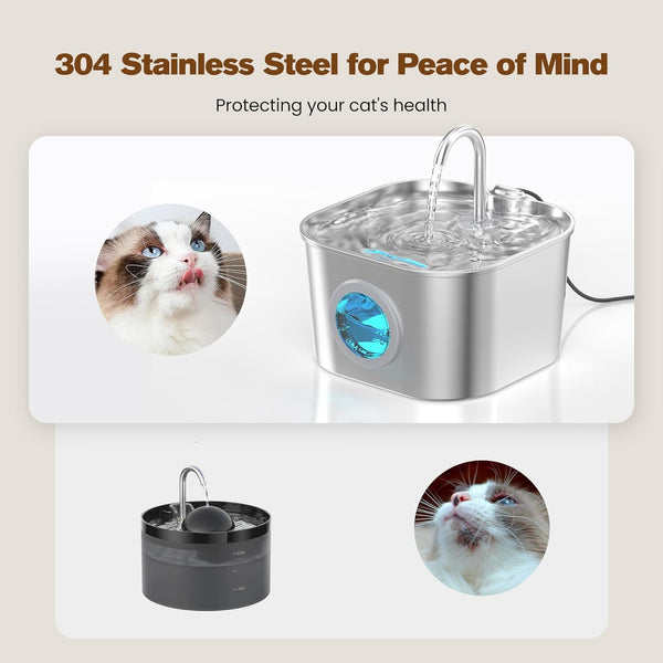 Cat Water Fountain Stainless Steel: Pet Fountains for Cats/Dog Indoor Automatic Waterer Bowls for Drinking Small Animal Water Dispenser Metal Pets Watering Faucet Bottle Auto Kitty Watering Supplies2